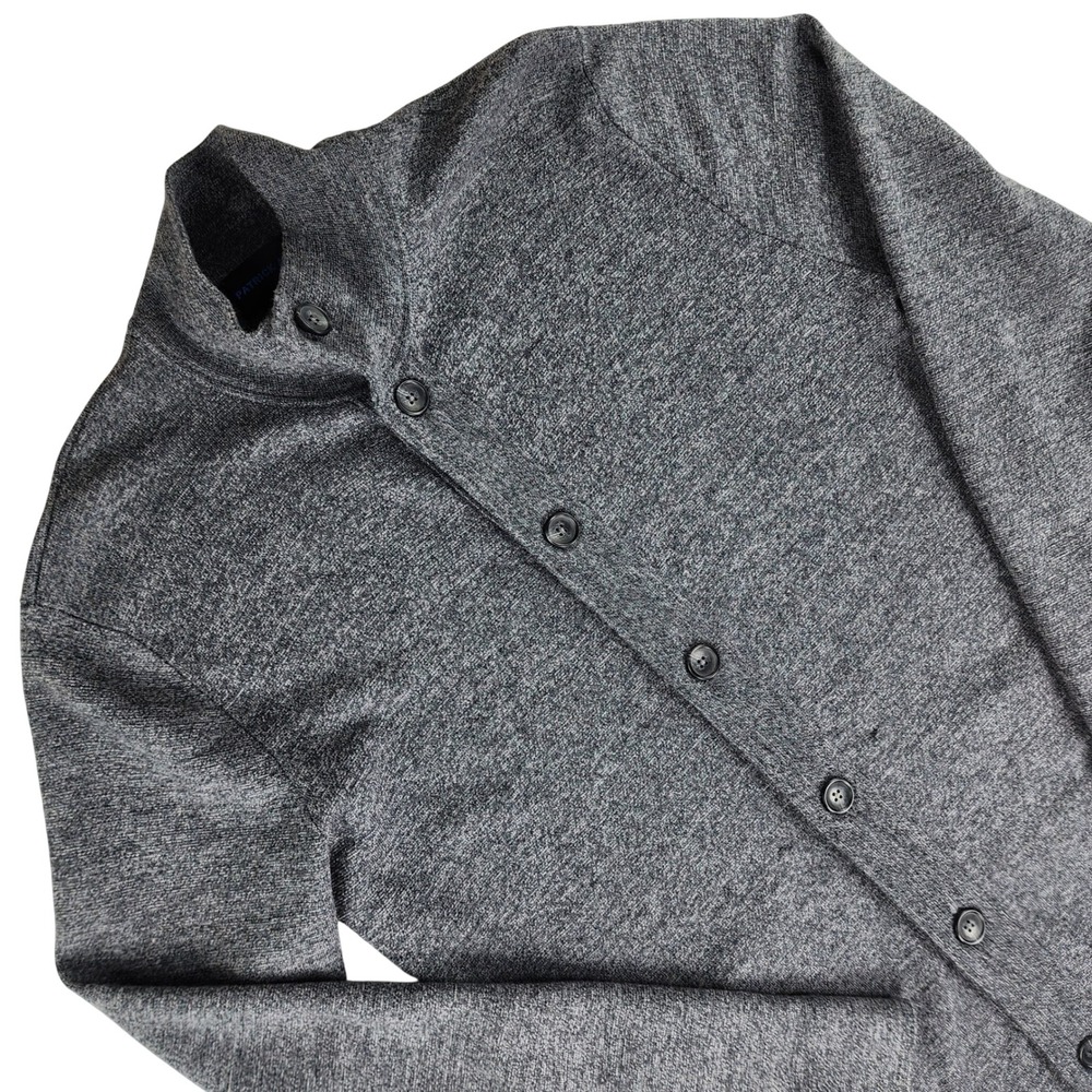 Patrick Assaraf Cardigan Sweater Men Large Grey Mock Neck 100% Merino Wool